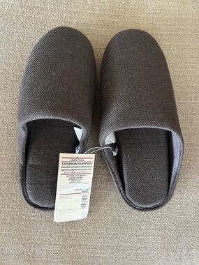Muji Dark Gray Cushion Linen Twill Slippers